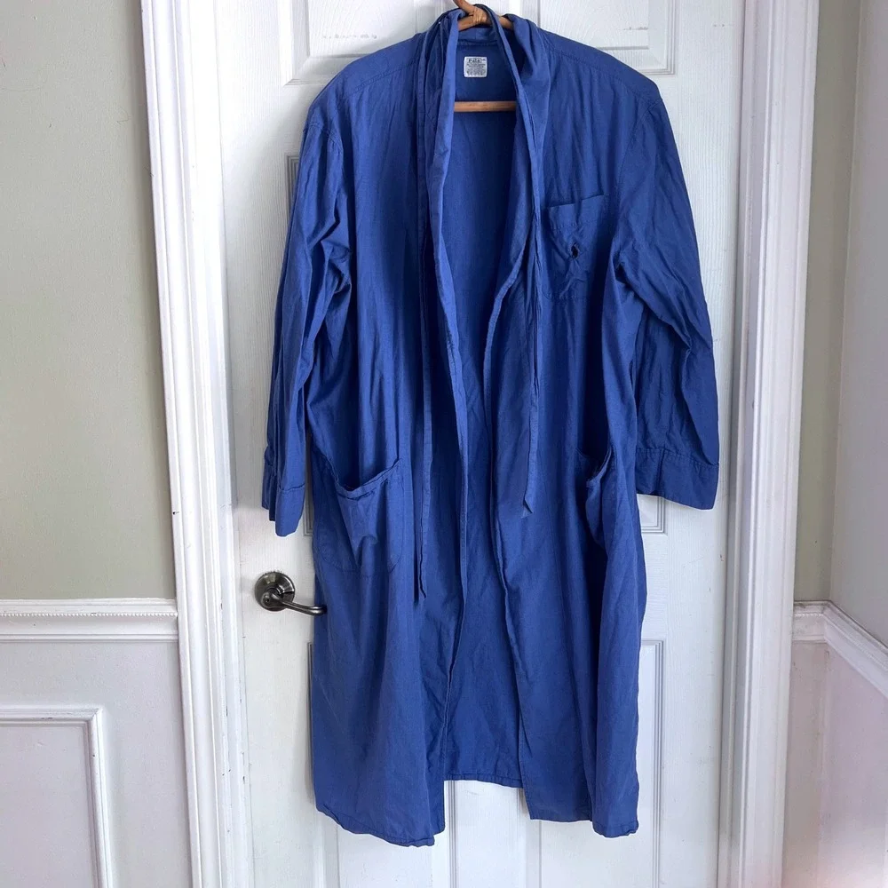 Polo Ralph Lauren Robe L/XL Mens Cotton Blue Pony Logo Loungewear Bathrobe